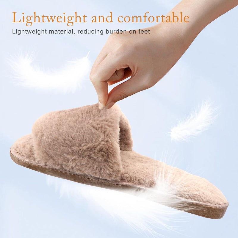 URbazaar Women‘s House Slippers Faux Fur Fashion Warm Shoes Woman Slippers Comfortable Home Furry Slippers,Lightweight Non Slip House Slippers For Cozy Indoor Outdoor