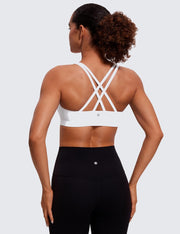 CRZ YOGA Women's Strappy Sports Bras Fitness Workout Padded Yoga Top Criss Cross Back Cami