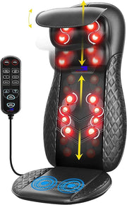 Neck & Back Massager with Heat, Shiatsu & Rolling Massage Chair Pad with Adjustable Neck Pillow, Vibration Seat & Spot Massage for Pain Relief & Relaxation Home & Office EM-5227
