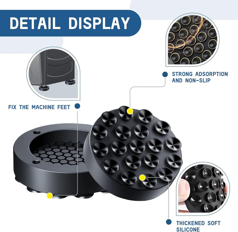 Sdhgerh 4 Pcs Anti Vibration Pads for Washing Machines Black Non Slip Washing Machine Vibration Pads Feet for Washing Machines Dryers Refrigerator Dishwasher Reduce Noise and Movement
