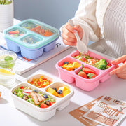 Bento Box for Kids, 4 Pack 3-Compartment Reusable Meal Prep Containers, Food Storage with Lids, Stackable Snack Boxes for School, Work, Travel, Microwave Dishwasher Safe (4 Pcs)