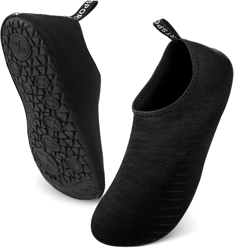 SKY-TOUCH Water Shoes for Women Men, Outdoor Beach Shoes Swimming Aqua Socks Quick Dry Snorkeling Shoes Surfing Yoga Pool Exercise Water Shoes Size 34-45, Black