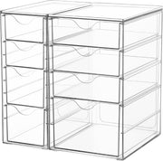 4 Pack Large Stackable Storage Drawers, Easily Assemble Acrylic Bathroom Closet Undersink Organizers, Plastic Storage Bins for Kitchen Cabinets, Pantry, Makeup, Medicine Organization - 8 Pack Kombination