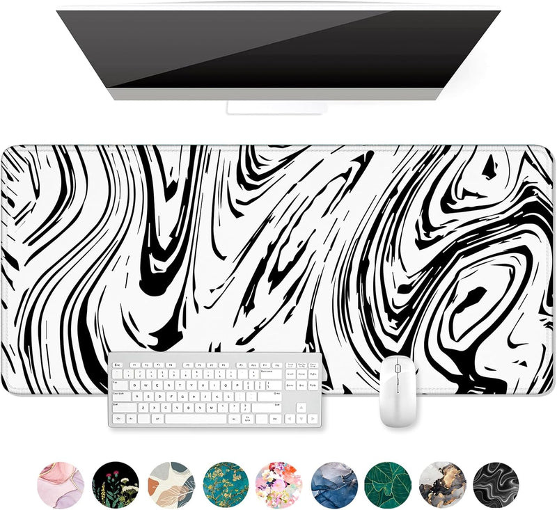 Auhoahsil Desk Pad, XXL Large Mouse Extended Gaming Mousepad, Cute Mat for Women, Big Office Accessories Pad Computer Keyboard and Laptop, 35.5 x 15.7 Inch, Pretty Pink Flowers, Girly Flowers - 30 Abstract Line 35 inches x 15 inches