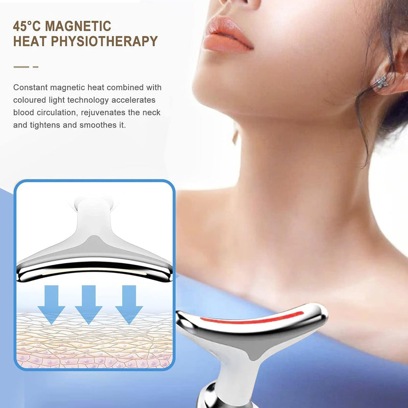 Neck and Face Firming Device, 3 Color Modes, Double Chin Reducer, Vibration Massager for Skin Tightening