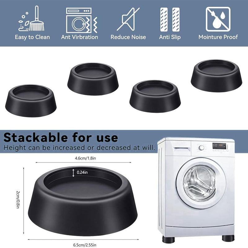 NALACAL Washing Machine Vibration Pads, Anti Vibration Pads for Washing Machine, Washing Machine Feet, Universal Rubber Shock Absorber Mat for Dryer, Prevent Noise and Slips, 4PCS