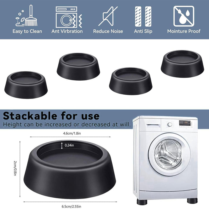 NALACAL Washing Machine Vibration Pads, Anti Vibration Pads for Washing Machine, Washing Machine Feet, Universal Rubber Shock Absorber Mat for Dryer, Prevent Noise and Slips, 4PCS