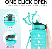 Motivational Water Bottle 1L with Straw BPA-Free, Leakproof Sports Bottle with Time Marker for Kids and Adults, Drink bottle for Gym, Travel, School, Office Use, Daily Hydration