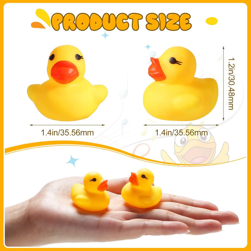 Teling 200 Pcs Mini Rubber Ducks in Bulk Yellow Tiny Baby Shower Ducks Float Squeak Bathtub Duckies Preschool Bath Toy for Birthday Party Gift(Macaron Color)