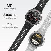 Amazfit T-Rex 3 Rugged/Military Smart Watch 48mm, 27 Day Battery, GPS (with Privacy), Offline Maps, 328 Feet Water-Resistant, 170 Fitness/Sport Modes, AI, Voice Control, for Android or iPhone