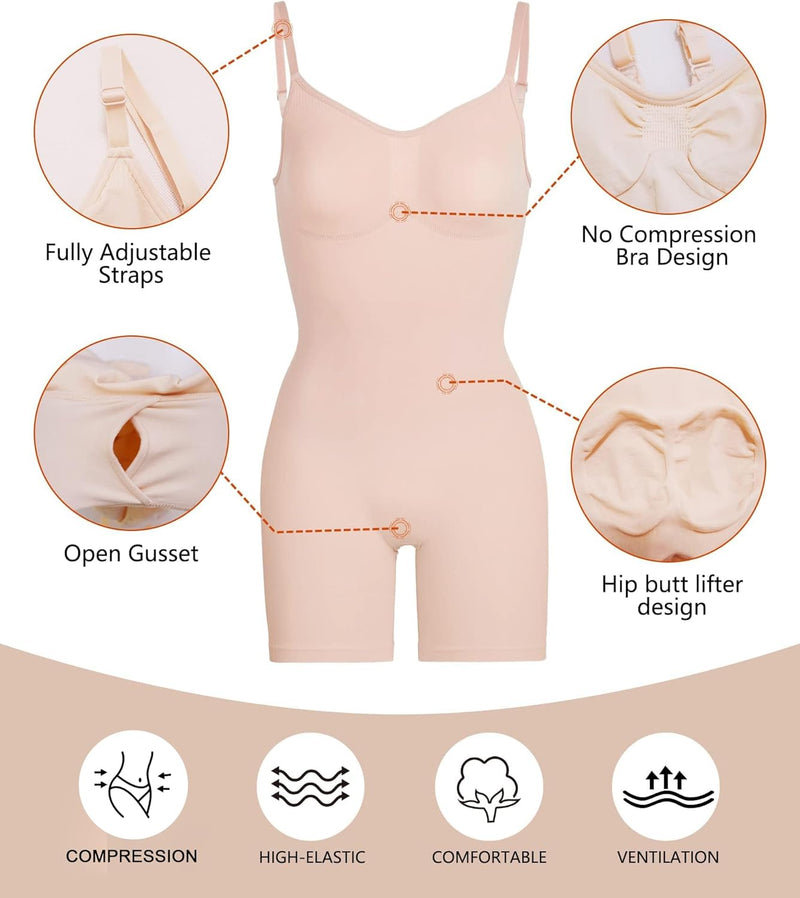 SHAPERX Bodysuit for Women Tummy Control Shapewear Seamless Sculpting Thong Body Shaper Tank Top
