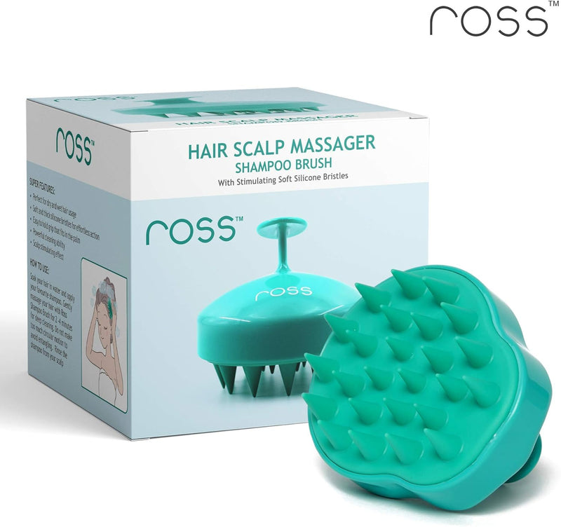 Ross Hair Scalp Massager Shampoo Brush with Soft Silicone Bristles (Black)