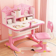 Height Adjustable Kids Desk and Chair Set, Study Table with Bookshelf & Drawer, Ergonomic School Desk Set for Boys & Girls, Bedroom Furniture for Children