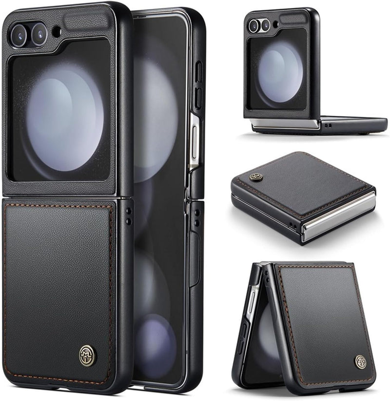 For Samsung Galaxy A73 5G Leather Case RFID Blocking 3 Card Slot Mobile Cover - Black - Galaxy Z Flip6 5G Black