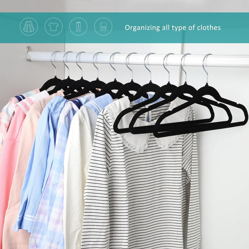 ManGotree 10 Pack 14 Inch Premium Kids Velvet Hangers for Closet, Ultra-Thin Children's Clothes Hangers with 360° Swivel Hook, Sturdy Non-Slip Felt Kids Hangers for Youth (Black)