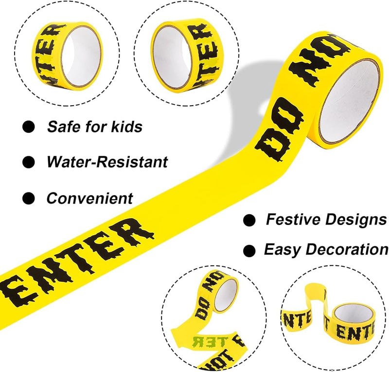Tiokkss Halloween Caution Tape Roll 4.8CM25M,Scary Party Halloween Decorations Indoor Outdoor,Yellow Do Not Enter Tape.Hazard Warning Barricade Safety Tape For Party