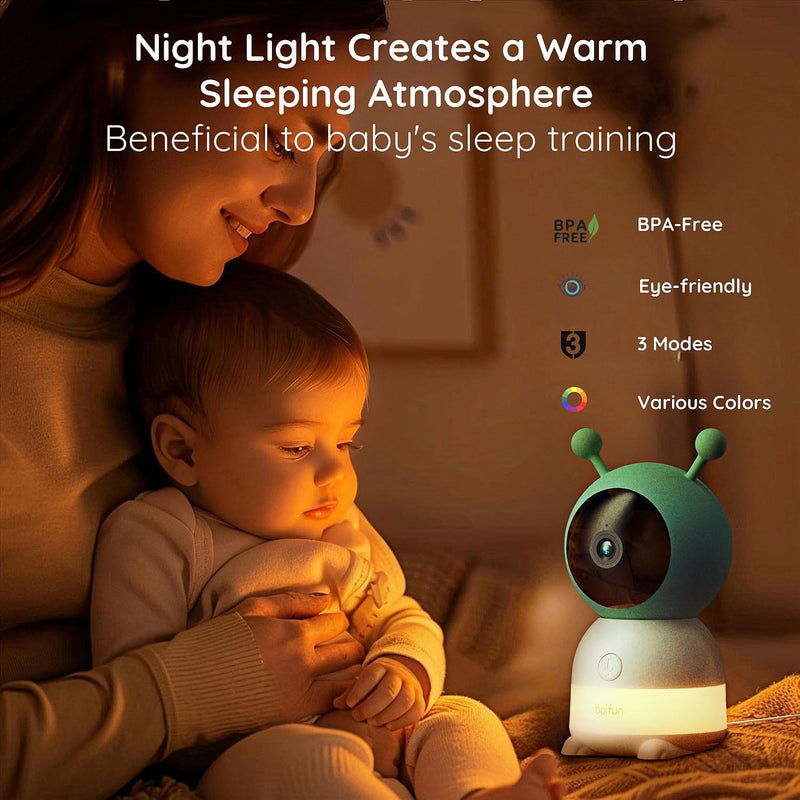 BOIFUN 2024 5" Split Screen Baby Monitor with 2 Cameras, 2K WiFi, Motion & Sound Detection, Temperature & Humidity Sensor, Night Vision