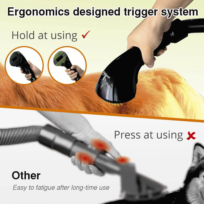Pet Vacuum Grooming Brush Hair Remover Shedding Deshedding Attachment Tool Kit for Dogs and Cats (black)