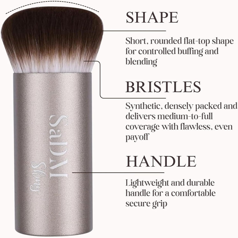 Kabuki Makeup Brush - Blender Brush for Powder, Cream, Liquid Foundation, Sunscreen, Blush Blending & Bronzer - Professional Make Up Brush - Full Face Makeup Brush - Vegan & Cruelty Free