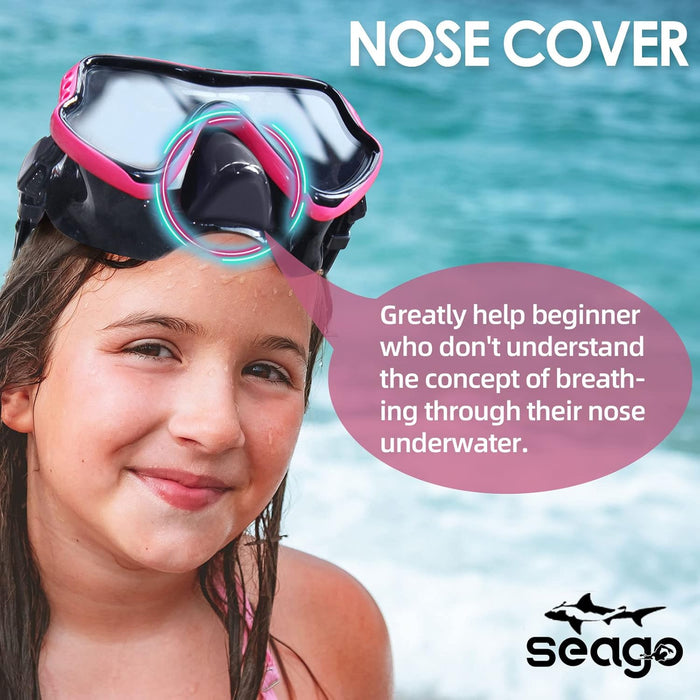 Kids Swim Goggles Diving Mask with Nose Cover for Youth Anti-Fog Clear View
