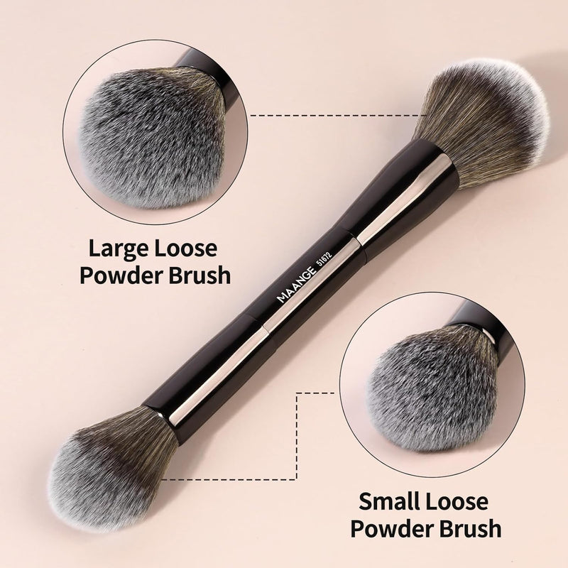 MAANGE Foundation Makeup Brush, Double Ended Makeup Brushes, Applying Liquid or Powder, Blush, Cream, Primer, for Contouring Blending Foundation Blush Brush(Gold, 2PCS)