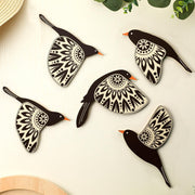 Barydat 5 Pcs Wooden Bird Wall Art Wood Flying Birds Wall Decor Rustic Folk Art Wall Decor Scandinavian Home Decor for Gift Bird Lover Living Room Bedroom Kitchen Office (Black) - Black
