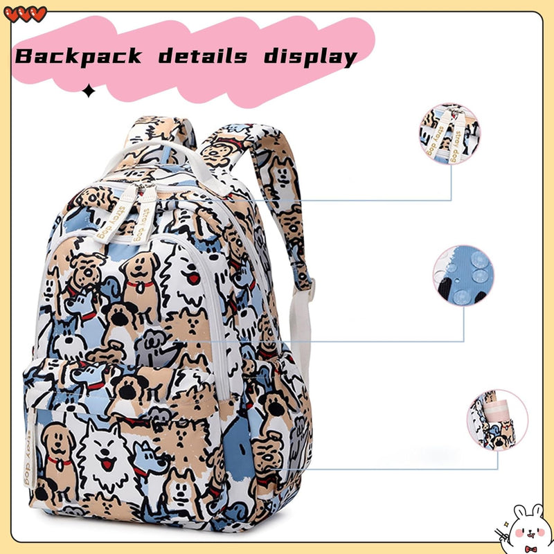 Mfikaryi Cute Cat Casual Daypack Teens Elementary School Backpack Students Bookbag for Girls Boysâ€¦