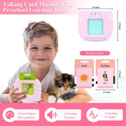 Cavebit Audible Talking Flash Cards for Toddlers 2-4 Years, 112 Cards 224 Words Educational Toys for 2 3 4 5 6 Year Old Boys Girls, Sight Words Kindergarten (Pink)