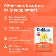 Kids Gummies - Kids Probiotic with Vitamin D & Calcium for Immune System Support & Gut Health and 2 Billion Bacterial Cultures - 30 Vegan Gummies