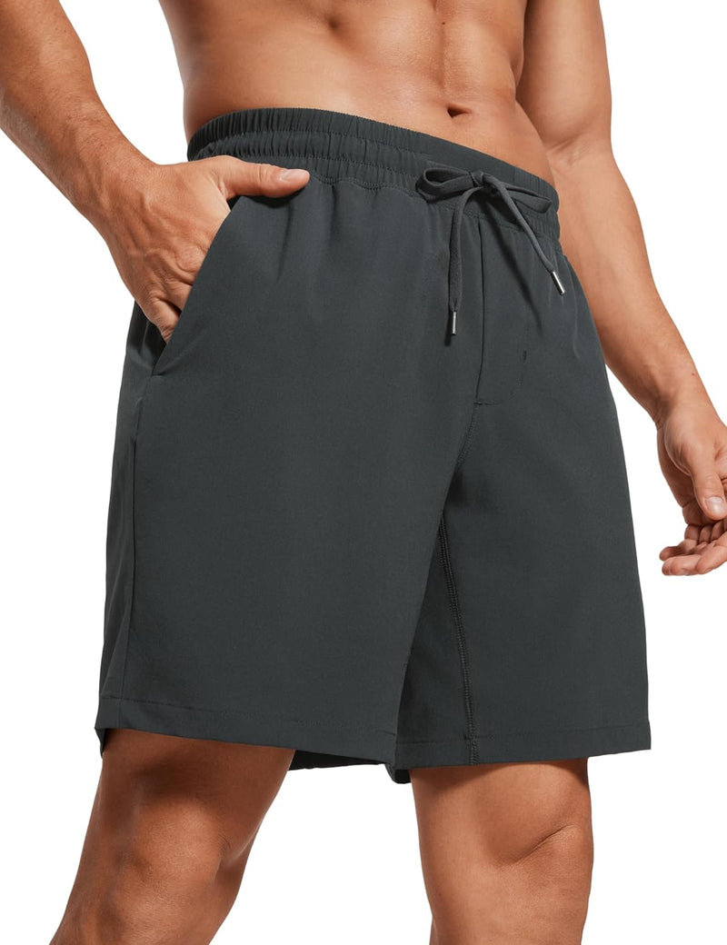 CRZ YOGA Men's Linerless Workout Shorts -9'' Quick Dry for Running Sports Athletic Gym with Pockets