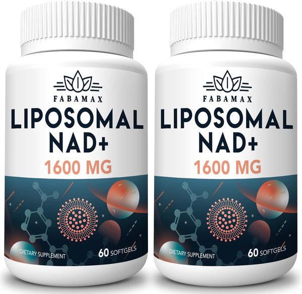 1600 mg Liposomal NAD Supplement, 98% Pure NAD+ Supplement, Superior Absorption, Alternative to Nicotinamide Riboside or NADH to Boost NAD+ for Aging Defense, Energy, Longevity, 120 Softgels - 60 Count (Pack of 2)