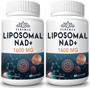 1600 mg Liposomal NAD Supplement, 98% Pure NAD+ Supplement, Superior Absorption, Alternative to Nicotinamide Riboside or NADH to Boost NAD+ for Aging Defense, Energy, Longevity,60 Softgels - 60 Count (Pack of 2)