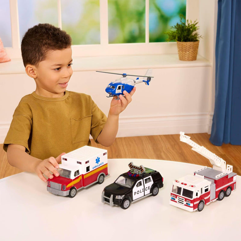 Driven by Battat Micro Ambulance Toy Truck with Lights and Sound Rescue Trucks and Toys for Kids Aged 3 and Up, WH1126Z - Ambulance