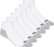 mens 6 Pack Quarter Crew Socks Men's Socks (pack of 6) - White/Grey Detail