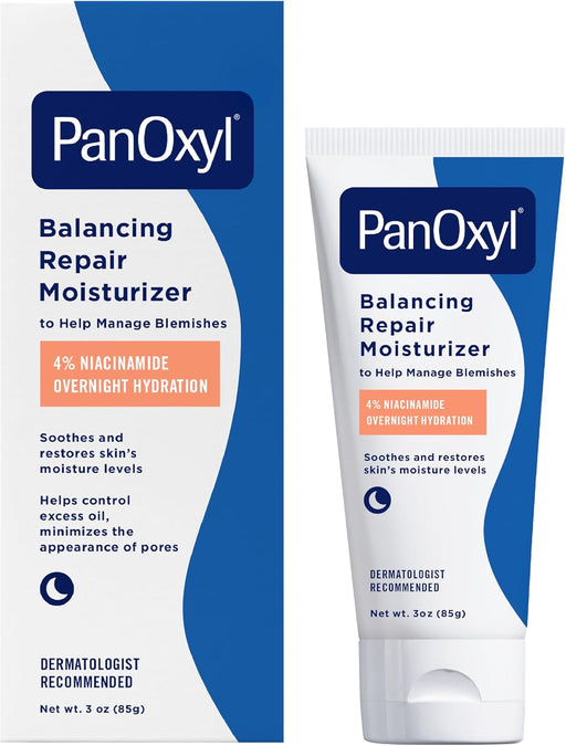 PM Balancing Repair Moisturizer with Niacinamide, Ceramides and Cica, Hydrating Face Moisturizer, Acne Prone Skin and Dry Skin, Non-Comedogenic Night Face Moisturizer, 3 oz - 3 Fl Oz (Pack of 1)
