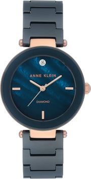 Damenuhr mit Keramikarmband, AK/1018BKBK - Navy Blue/Rose Gold
