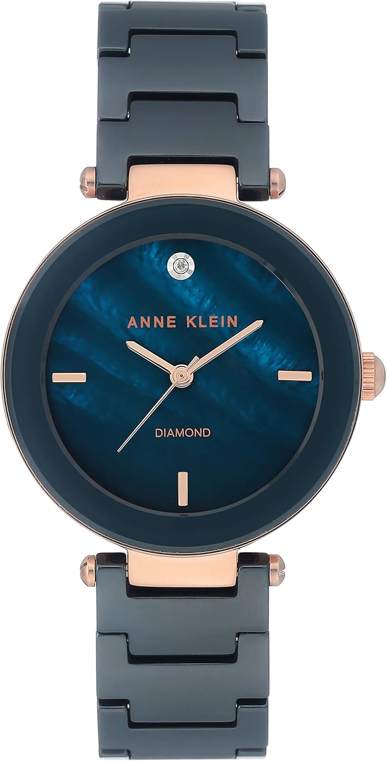 Damenuhr mit Keramikarmband, AK/1018BKBK - Navy Blue/Rose Gold