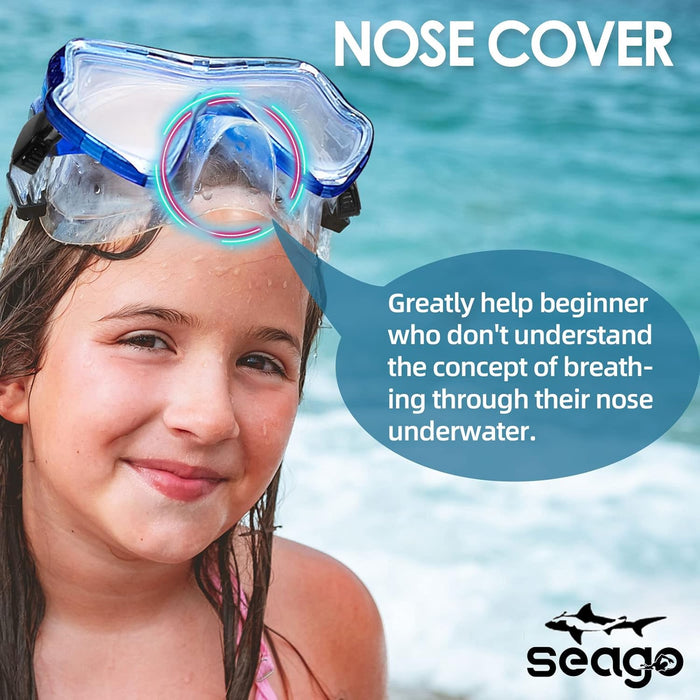 Kids Swim Goggles Diving Mask with Nose Cover for Youth Anti-Fog Clear View