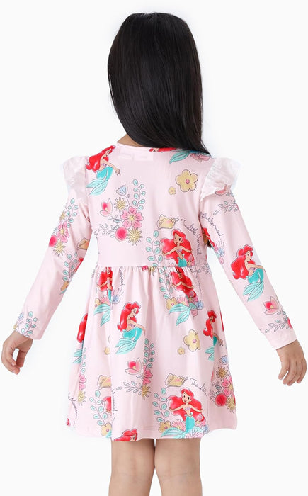 Disney Stitch Minnie Mouse Princess Frozen Girls Tie Back Dress Tween Kids Off Shoulder/Short Sleeve Smocked Outfit 2-13Years