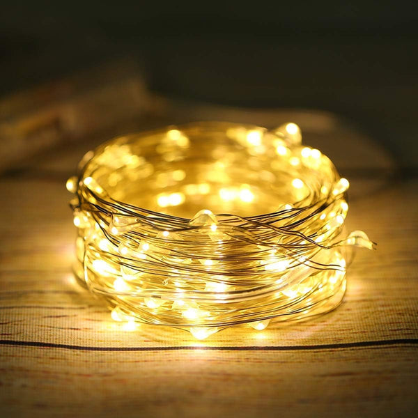 ANJAYLIA LED Fairy String Lights,ANJAYLIA 10Ft/3M 30leds Firefly String Lights Garden Home Party Wedding Festival Decorations Crafting Battery Operated Lights(Warm White) - White 33ft*1pc