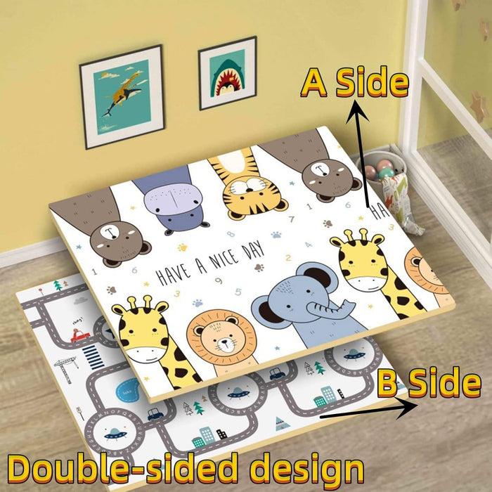 AM ANNA Foldable Baby Play Mat, 200 * 180 * 1.5 CM Extra Large Waterproof Activity Playmats for Babies,Toddlers, Infants, Play & Tummy Time, Foam Baby Mat for Floor,Indoor Outdoor Use (Please Smile)