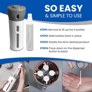 4 in 1 Travel Dispenser, Refillable Leak-Proof Kit with 4 Bottles, BPA-Free Containers for Shampoo & Conditioner, Portable Set for Toiletries