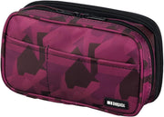 Lihit Lab. Double Zipper Pen Case, 7.9 X 2.8 X 4.7 Inches, Black (A7555-24) - 1 count (Pack of 1) Maroon Camo