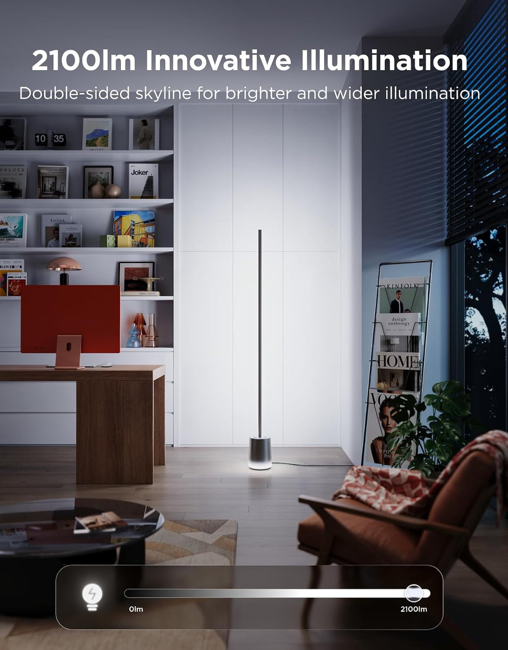 Floor Lamp 3 with Luminblend+ Technology,RGBWWIC 2100lm Standing Lamp Work with Matter,1000-10000K Modern Floor Lamp for Living Room, Bedroom, Corner Lamp with Dynamic Scenes