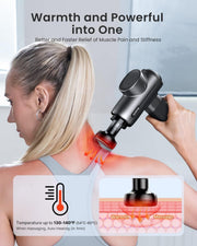 Active Massage Gun with Heat Deep Tissue Muscle, 2022 Upgrade Powerful Portable Gun Massage Percussion Massager Gun for Athletes, Electric Back Massagers, Handheld Body Massager Gun Gifts - Black