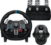 Logitech G29 Driving Force Racing Wheel and Floor Pedals, Real Force Feedback, Stainless Steel Paddle Shifters, Leather Steering Wheel Cover for PS5 Pro, PS5, PS4, PC, Mac - Black - UAE Version - G29 (Playstation | PC) + Shifter
