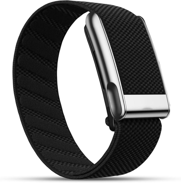 Dado Ultra-soft Nylon Sport Band Compatible with WHOOP 5.0, One, Peak, and Life Breathable, Durable & Secure Fit Strap NOT for Gen 4 - Black/Shinny Silver Connector Life/MG