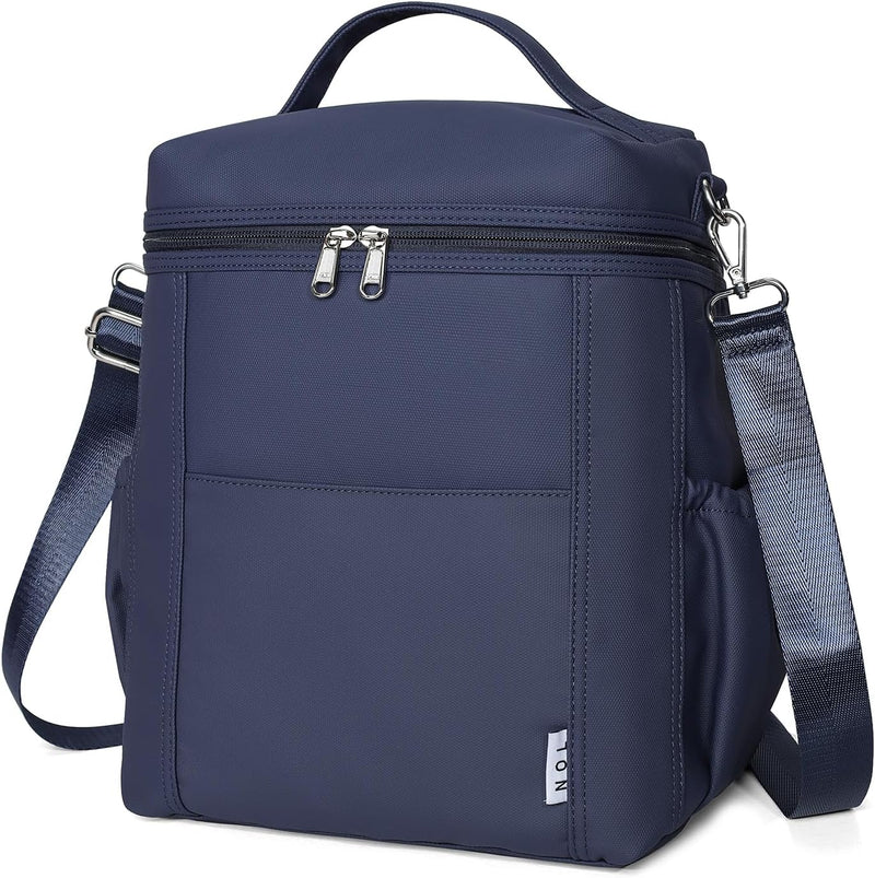 Insulated Lunch Bags for Women Cooler Bag Lightweight Nylon Waterproof Lunch Box For Work - Large (12 Liters) Navy Blue