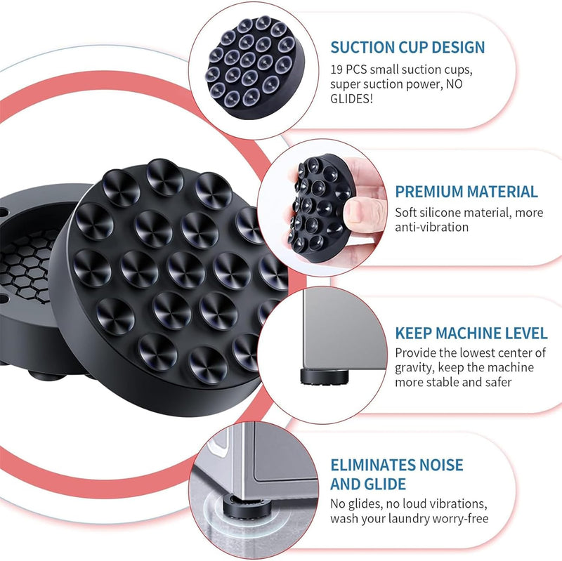Anti Vibration Pads for Washing Machine, 4PCS Washing Machine Vibration Pads Pedestals, Anti Vibration Washing Machine Support, Prevent Your Washer and Dryer Set from Walking and Reduce Noise