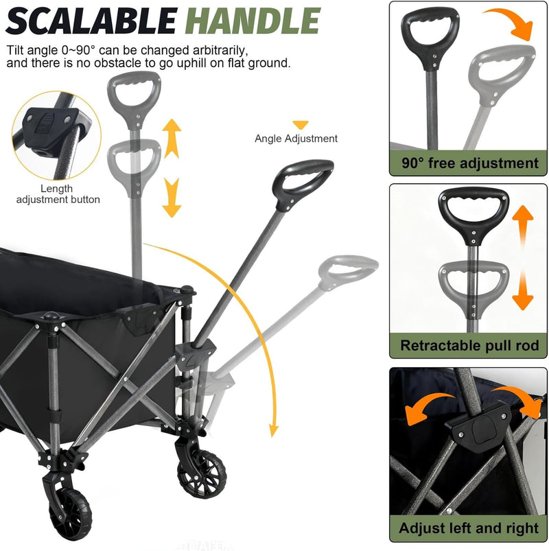 SKY-TOUCH Garden Cart Folding Trolley Cart Outdoor Wagon Collapsible with Removable Fabric Festival Garden Camping Picnic Cart Portable Transport Trailer